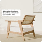 BELLEZE Mid Century Modern Rattan Chair Accent Natural Wood Armchair - Image 5