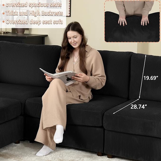 EASE MOOSE Comfty 2 Seat Couch, FSC Certified Modern Deep Seat Sectional Modular - Image 7