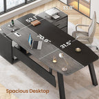 SEDETA 71" Executive Desk with File Cabinet, Large Office Desk with Drawers and - Image 3