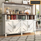 Buffet Sideboard with Storage Hutch with Power Outlets 4 Doors, Large Farmhouse by KNOWORLD