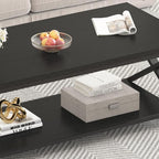HSH Black Modern Minimalist Metal Wood Living Room Table - Image 7
