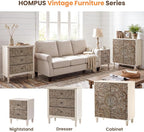 HOMPUS White Nightstands Set 2, Vintage Nightstands - Image 7