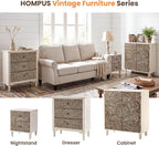 HOMPUS White 3 Drawer Dresser Set 2, Bedside Table Set of 2 - Image 7
