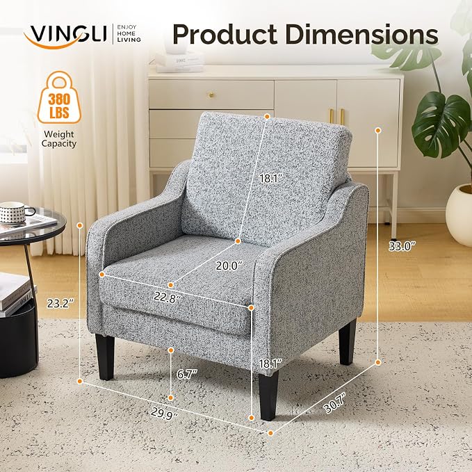VINGLI Accent Chair for Living Room Chairs Reading Chair for Bedroom Chair - Image 3