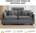 76'' Cloud Deep Seat Loveseat, Upholstered Chenille Modular 2-Seats Sectional - Image 6
