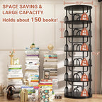 Aheaplus 6 Tier Rotating Bookshelf Tower, Revolving Bookcase, 360° Round - Image 2