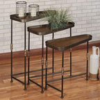 Bronwyn Metal and Wood Nesting Tables Dark Bronze Finish 28, 30.5 and 36 Inches - Image 2