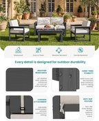 SERWALL 5 Pieces HDPE Outdoor Sofa Set - Image 4