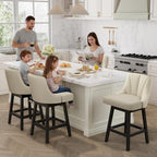 YaFiti Swivel Bar Stools with Backs, Linen Fabric Extra Upholstered Counter - Image 2