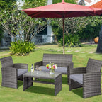 Tangkula 4 Pieces Patio Wicker Conversation Furniture Set, Patiojoy Sofa & - Image 2