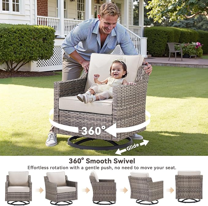 Wicker Patio Furniture Set-7 PieceAll Weather Outdoor Conversation Sets - Image 2