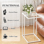 Easy Paws Small C Shaped End Table Set of 2, Glass Couch Side Snack Table - Image 4