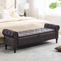 Storage Bench for Bedroom, Faux Leather King Size Bench by HOMYKA
