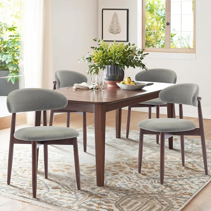COLAMY Wooden Dining Room Chairs Set of 2, Modern Upholstered Fabric Dining - Image 3