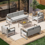 Outdoor Aluminum 3-Seat Sofa, Modern Patio Patio Furniture - Image 7
