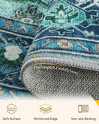 RELEANY Area Rugs Round 8ft Washable Non-Slip, Floral Vintage Distress Print - Image 4