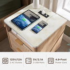 T4TREAM Fluted Nightstand with Charging Station, 2 Drawers End Table w/Storage - Image 4