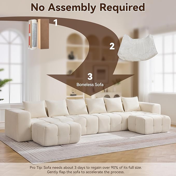 78.7" Loveseat Boneless Couch, Upholstered Cloud Love Seat - Image 6