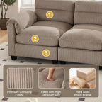 HAOMARKETS Corduroy 2-Piece Sofa Set, Upholstered Ottoman and Accent Chair Sofa - Image 3