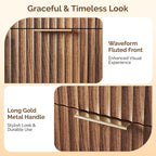 VINGLI Fluted Walnut Dresser 6 Drawer, Dark Brown Wood Dresser - Image 4