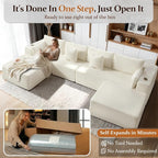 138" Cloud Sectional Couch, Comfort U Shaped Boneless Couch - Image 3