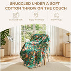 LUTBM Cotton Boho Blanket Queen Size Soft Summer Lightweight Bed Quilt Floral - Image 5
