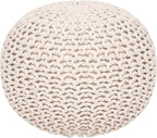 REDEARTH Round Pouf Ottoman –18"x18"x14" Hand-Knitted Cotton Pouffe –Cable - Image 4