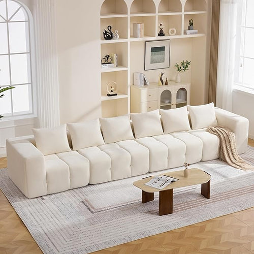 160" Oversized 6 Seater Boneless Couch, Comfy Cloud Modular Sectional Sofa by CACFTII