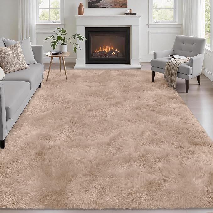 Fluffy 4x6 Area Rugs for Living Room Bedroom: Ultra Soft Shag Rug Non-Slip by Luxturiy