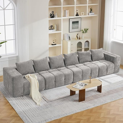 160" Oversized 6 Seater Boneless Couch, Comfy Cloud Modular Sectional Sofa by CACFTII
