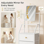 HIGDBFE 4-Drawer Dresser with Mirror, Vanity with 2-Tier Shelves, Fabric Chest - Image 4