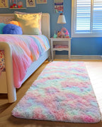 PAGISOFE Rainbow Runner Rugs for Girls Bedroom Hallway Plush Fluffy Rug 2x6 Ft - Image 3