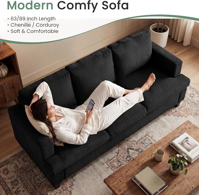 YOUDENOVA 63” Corduroy Loveseat Sofa Couch - Image 4
