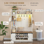Hzuaneri 47.2" Hall Tree, LED Farmhouse Entryway Storage and Coat Rack Wood - Image 5