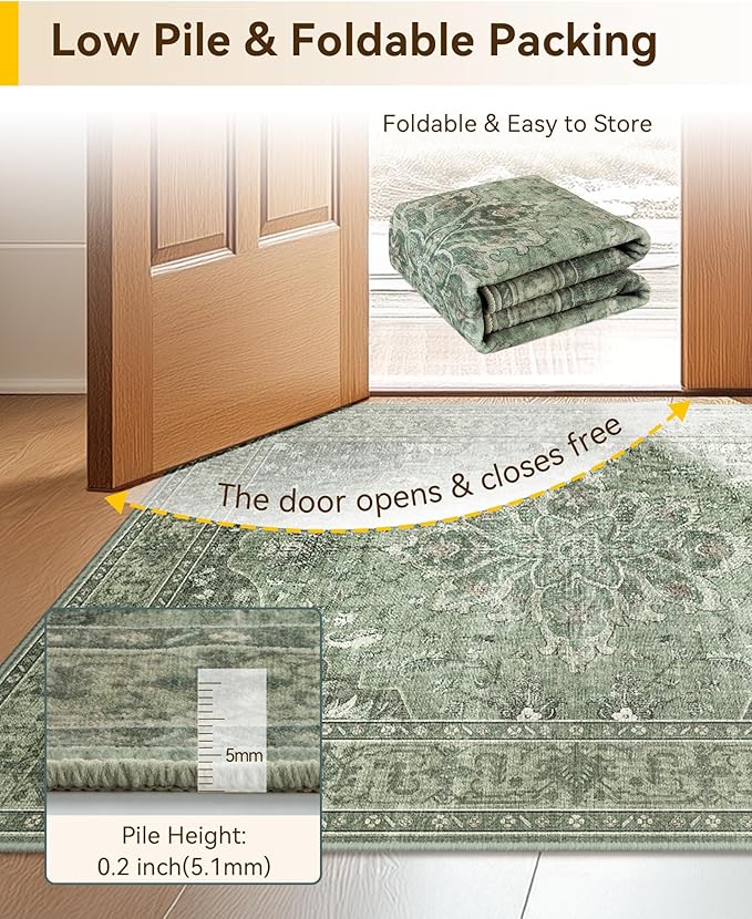 RELEANY Area Rugs 2'x9' Runner Rug Non Slip Washable - Image 4
