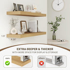 Acovy 40 Inch Floating Shelves, 3D Textured Wood Grain, Wooden Shelves - Image 5