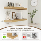 Acovy 32 Inch Floating Shelves, 3D Textured Wood Grain, Wooden Shelves - Image 5