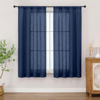 Chyhomenyc Navy Blue Semi Sheer Curtains 54 Inch Length by Chyhomenyc