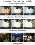 Brightech 104 FT Ambience Pro Solar Powered Outdoor LED String Lights - Image 4