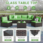 LEVELEVE 7 Pieces Outdoor Patio Furniture Sets, Rattan Conversation Sectional - Image 5
