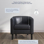 BELLEZE Accent Barrel Chair Set of 2, Linen Round Chair Club Tub Sofa Corner - Image 4