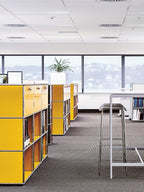 Modern Storage Cabinet Yellow F Versatile Free-Standing Organizer - Image 9
