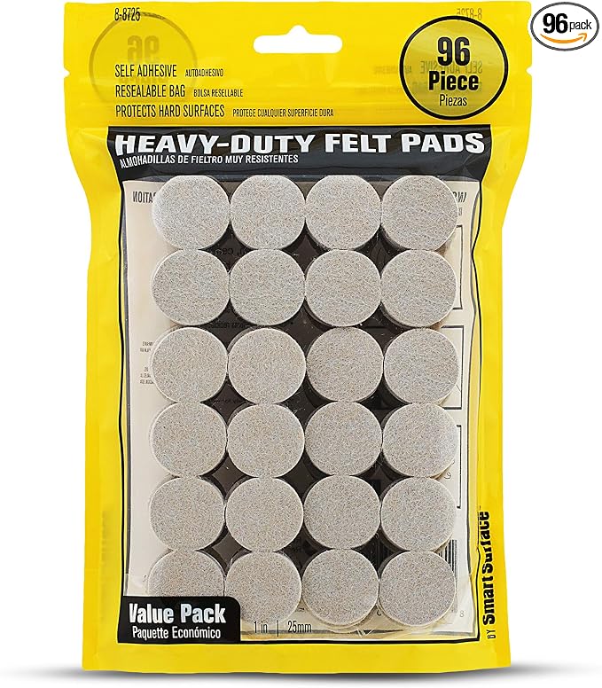 Smart Surface 8725 Heavy Duty Self Adhesive Furniture Felt Pads 1-Inch Round by Smart+Surface+Products