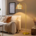 Oneach Arc Floor Lamp for Living Room, Rattan Boho Floor Lamp by Oneach