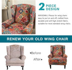KRFOONN Stretch Wing Chair Slipcovers Printed 2 Piece Wingback Chair Covers - Image 3