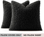 Faux Fur Throw Pillow Covers 20x20 Inch Set of 2 Boucle Neutral Decorative - Image 7