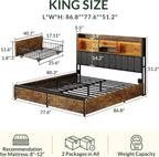 LARMACE King Bed Frame with 6 Storage Drawers, Bed Frame King Size with Linen - Image 2