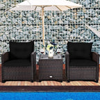 Tangkula 3 Pieces Patio Furniture Set, PE Rattan Wicker 3 Pcs Outdoor Sofa Set - Image 2