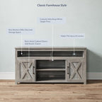 BELLEZE Modern 58 Inch Barn Door Wood TV Stand & Media Entertainment Center - Image 5