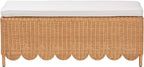 Bali & pari Teresa Bohemian Light Honey Scalloped Rattan Ottoman Bench - Image 4